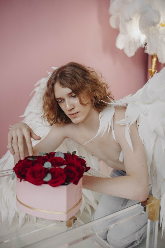 Коробка алых роз