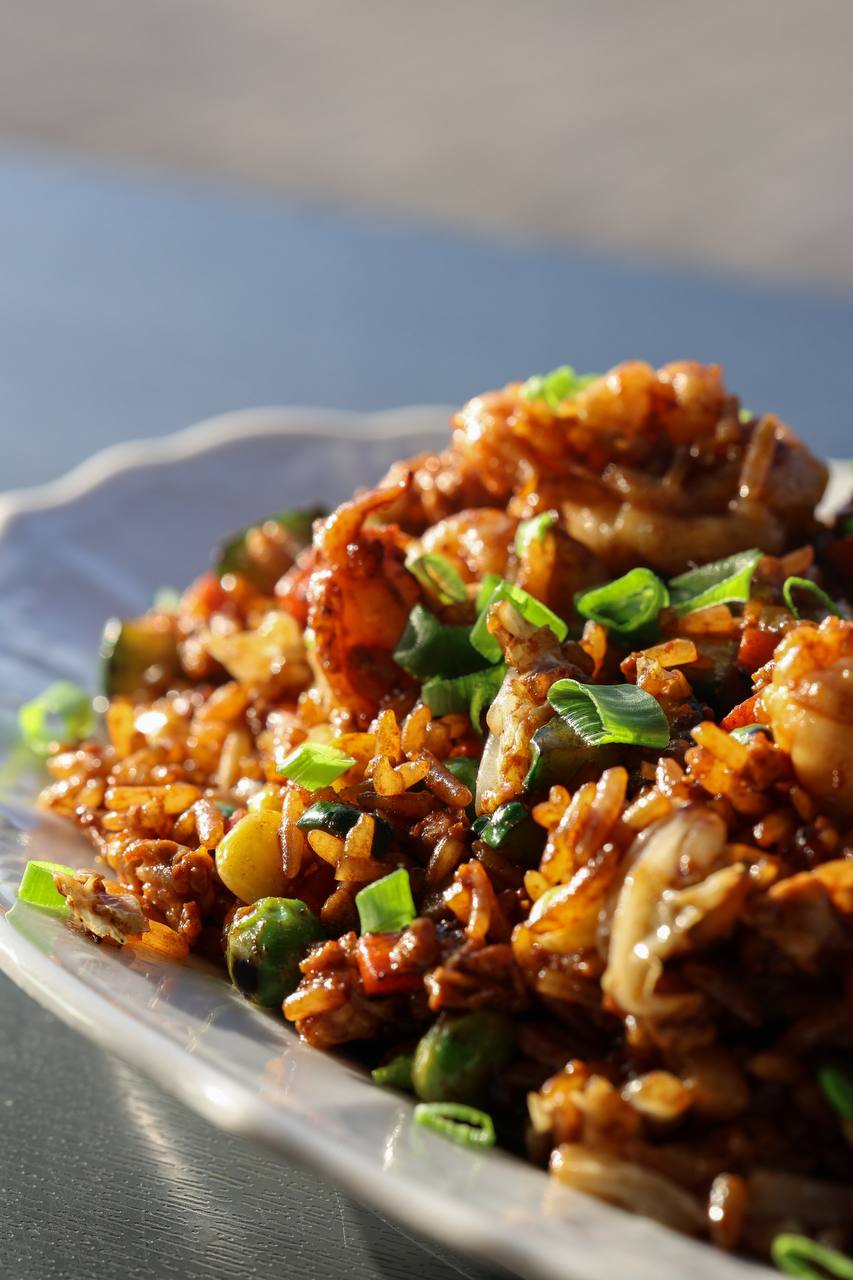 Жаренный рис с креветками