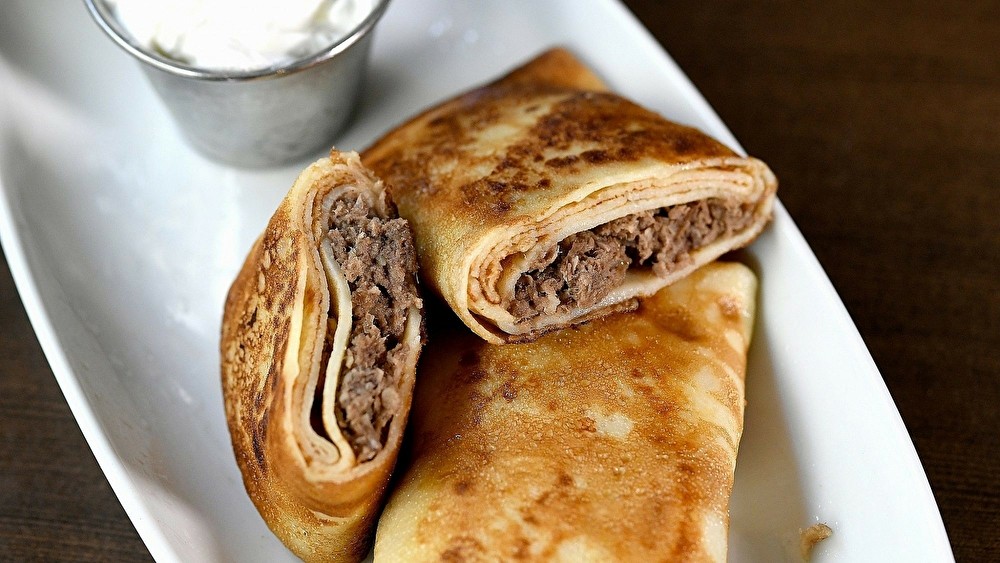 Mega блины из фарша говядина, сыра