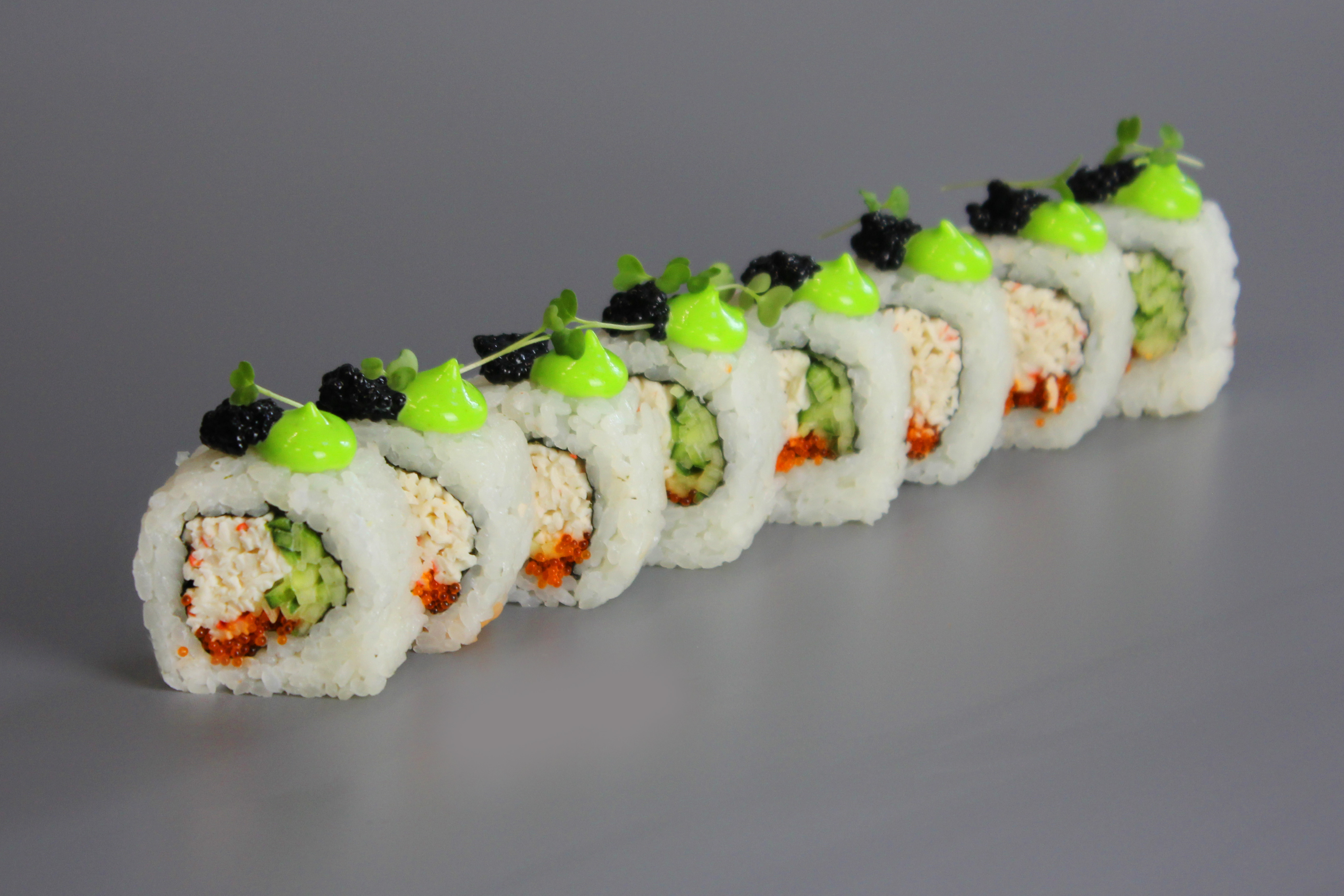 КРАБ, ИКРА ПАЛТУСА, КРЕМ ВАССАБИ