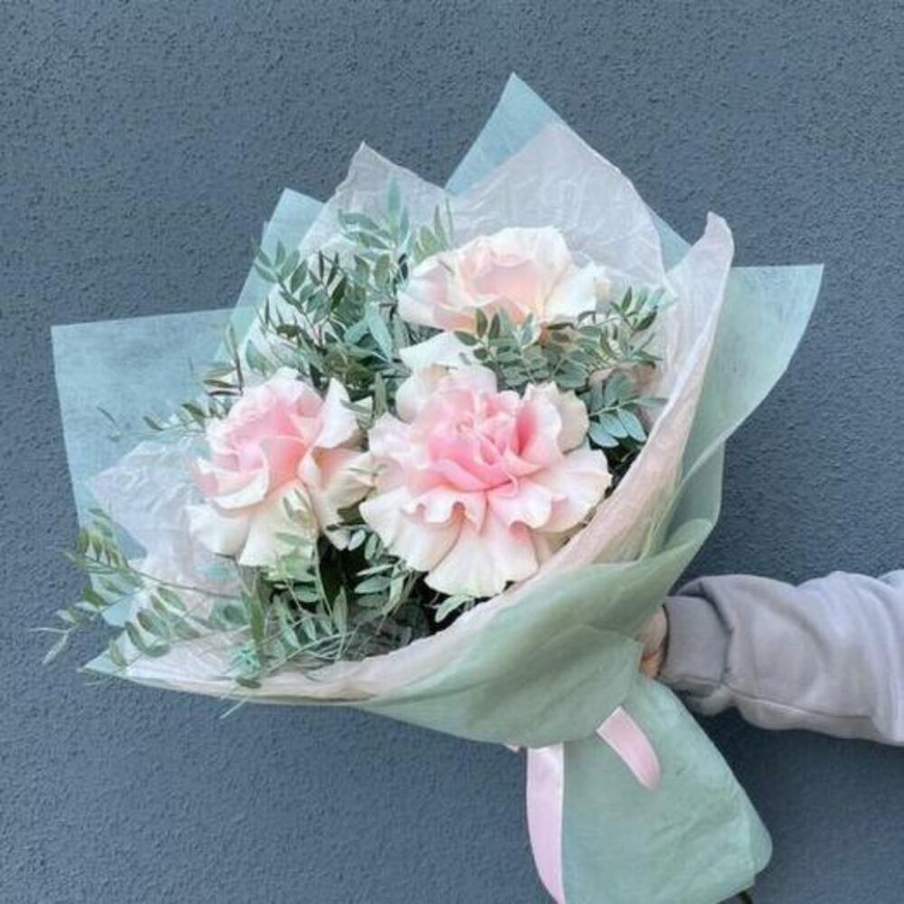 Букет с французской розой 3 шт