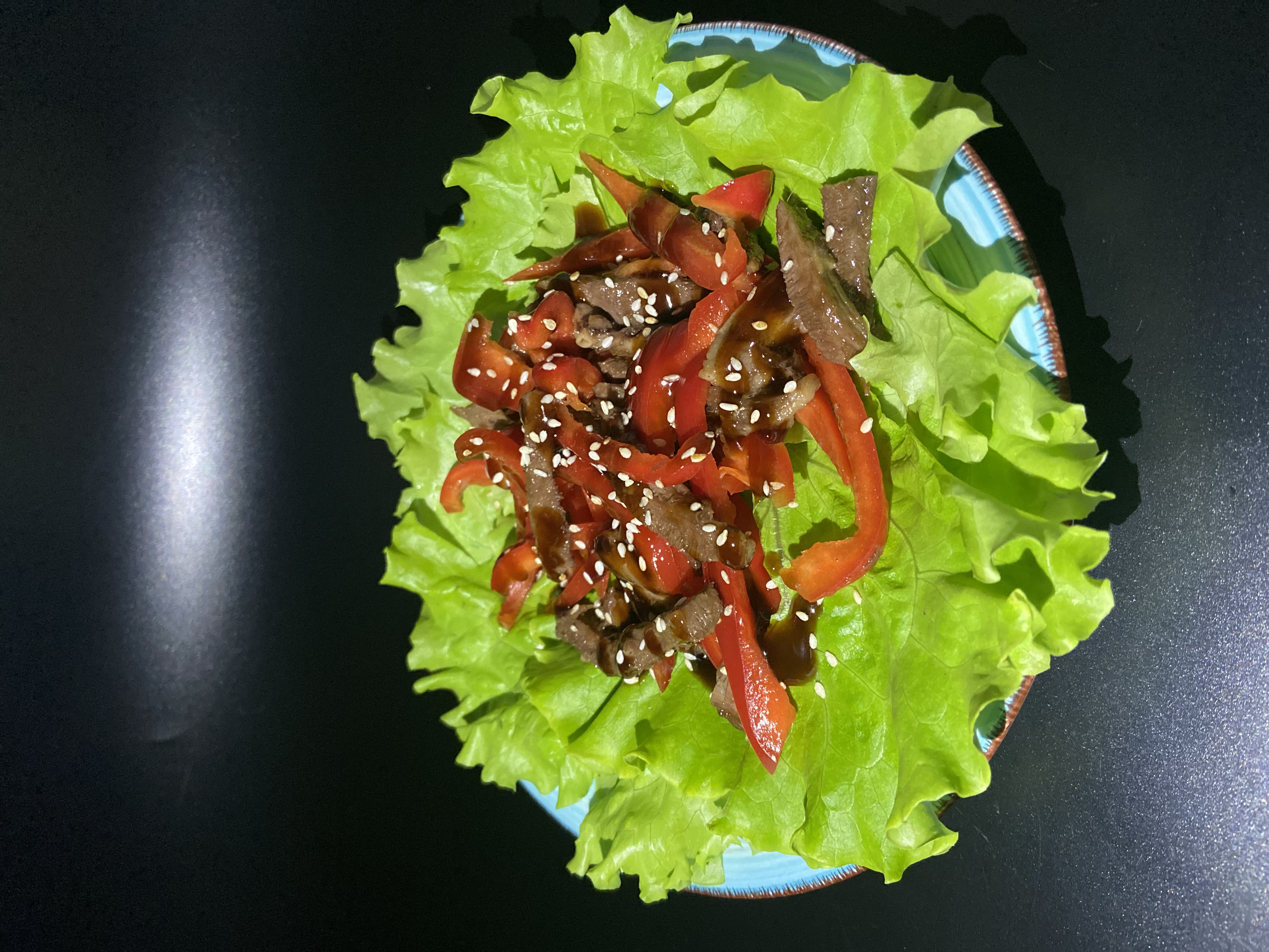 Теплый салат с языком