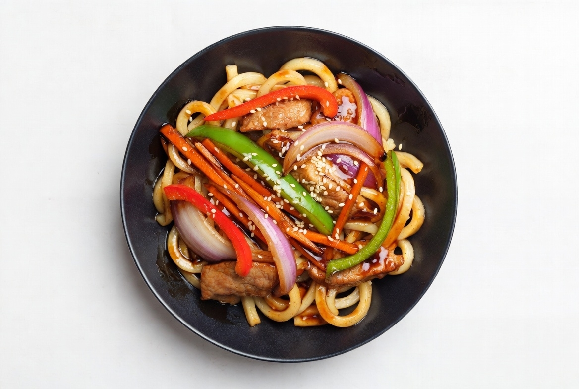 Удон со свининой в соусе Терияки