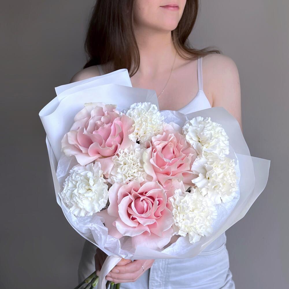 Дуо букет французская роза и диантус