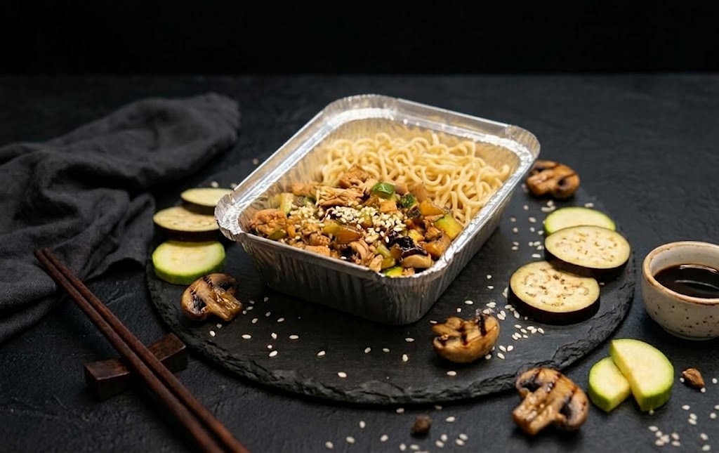Wok c курицей (яичная лапша)