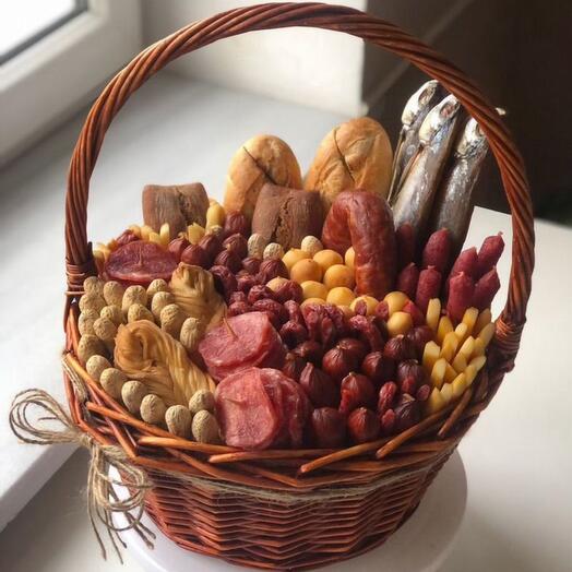 Мужское ассорти съедобная мясная корзина