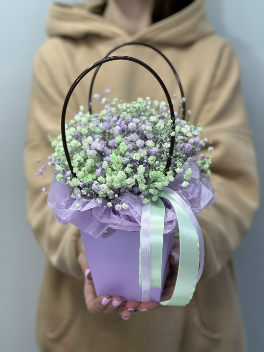 Сумочка с цветной гипсофилой