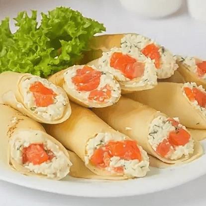 Блинчики с семгой и сыром