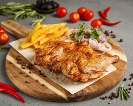 Шашлык из перепелки с картофелем фри