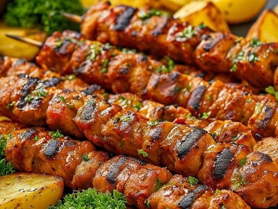 Куриное филе и Говядина на углях