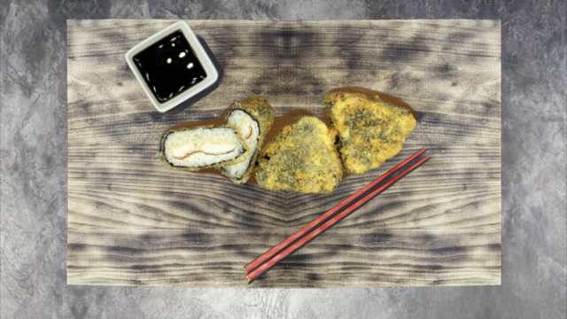 Онигири трио-угорь темпура (грибной)