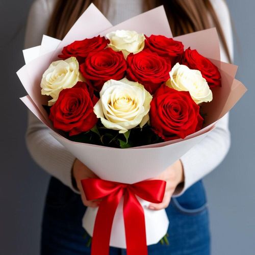 11 роз Red White