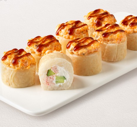 Спринг-ролл с угрем и лососем