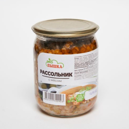 Рассольник с мясом в банке
