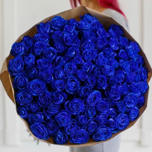 Букет из синих роз 101 штука