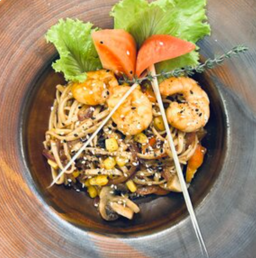 Удон с креветками