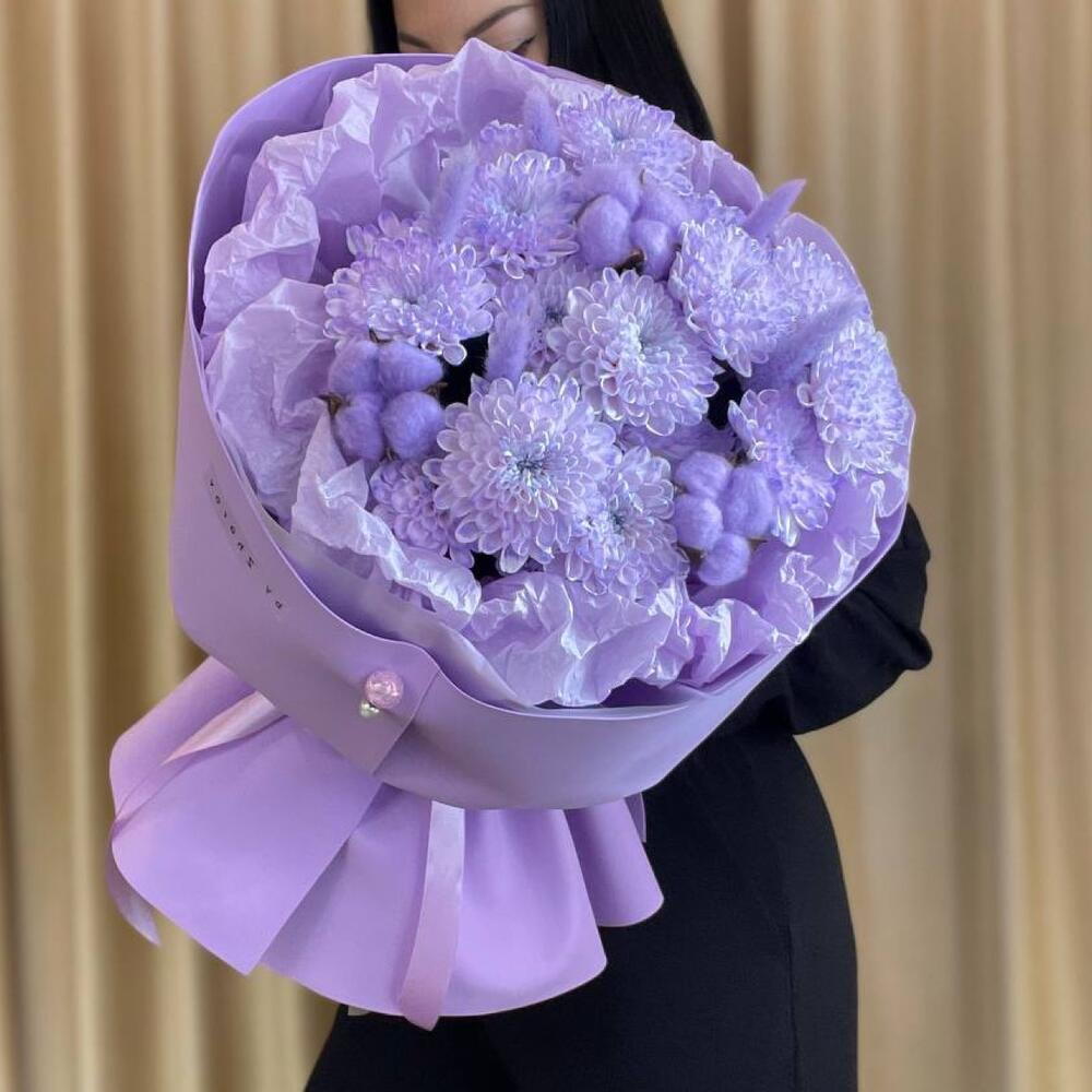 НЕЖНЫЙ БУКЕТ ХРИЗАНТЕМА ЛАВАНДА