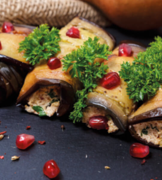 Рулетики из баклажанов с орехами