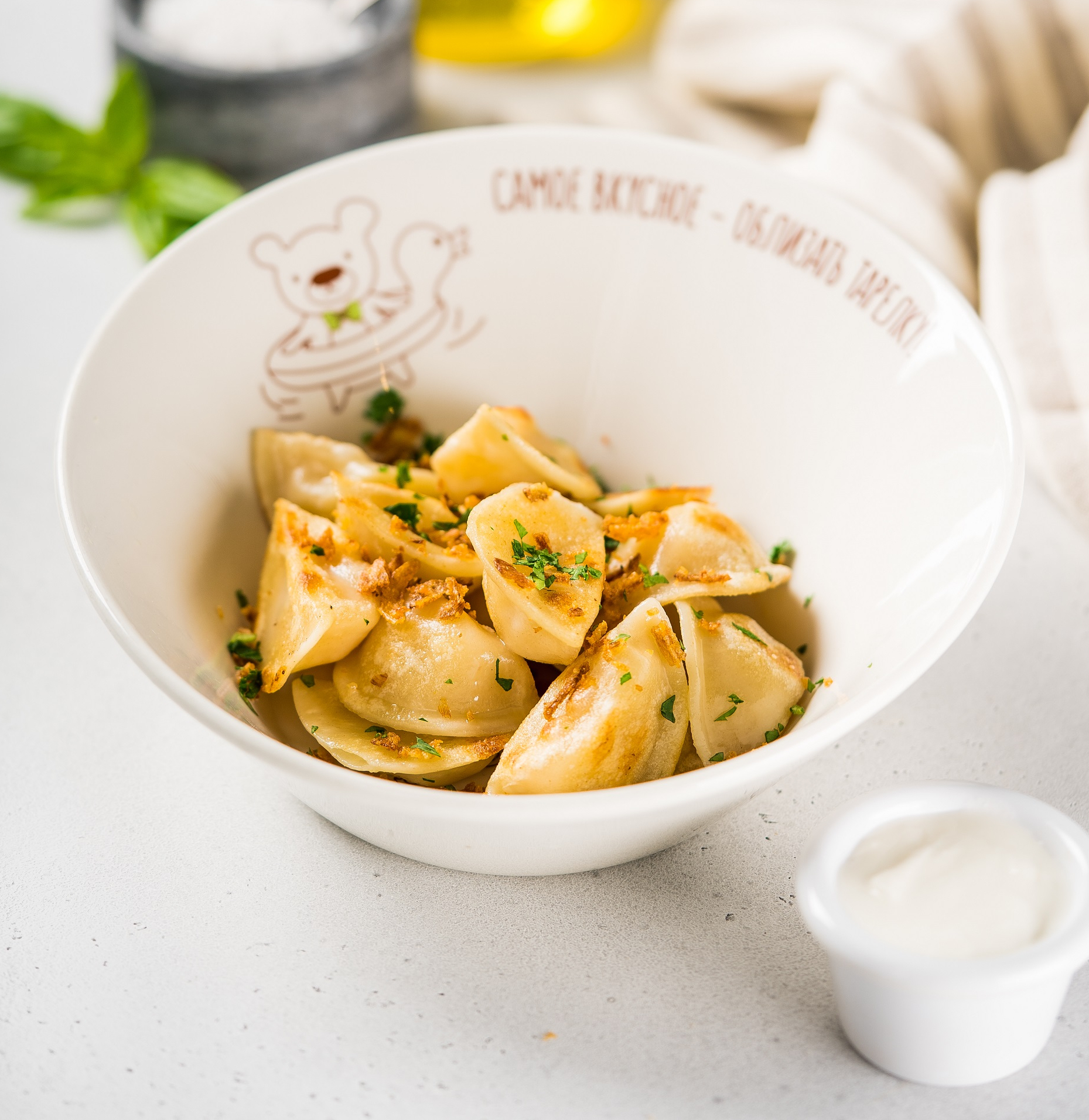 Жареные вареники с картофелем и грибами