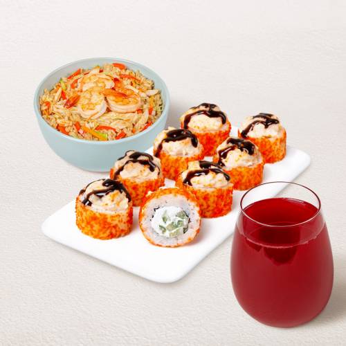 Бизнес-ланч Азиатский M с клюквенным морсом