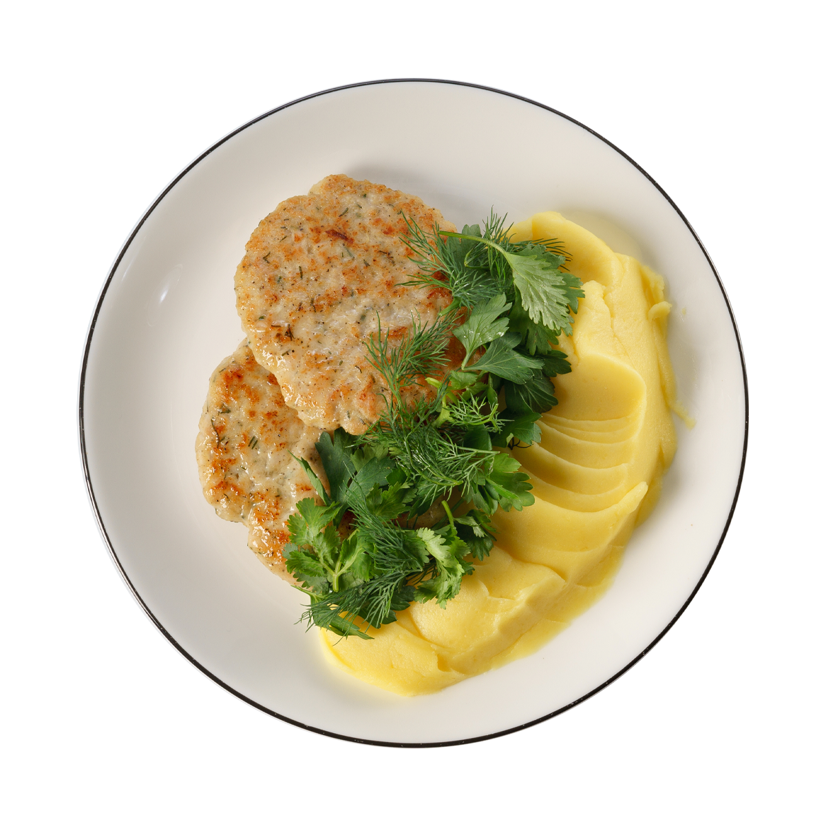 Оладьи куриные с картофельным пюре