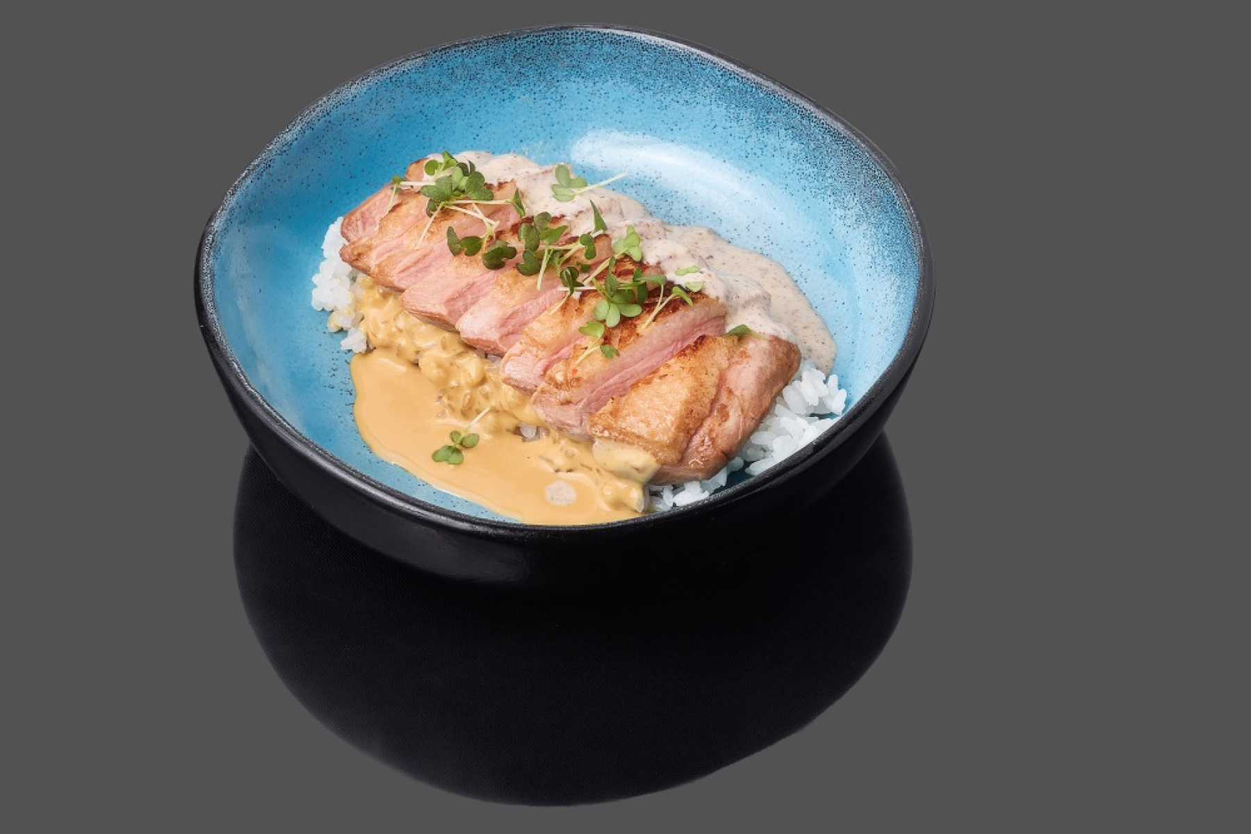 Филе утки с рисом и соусом из угря