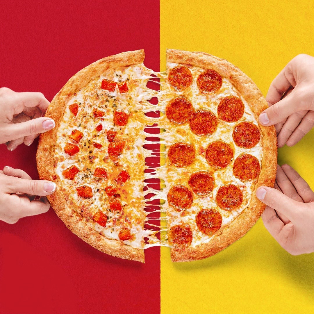 Пицца по половинкам НА ВЫБОР 25 см.