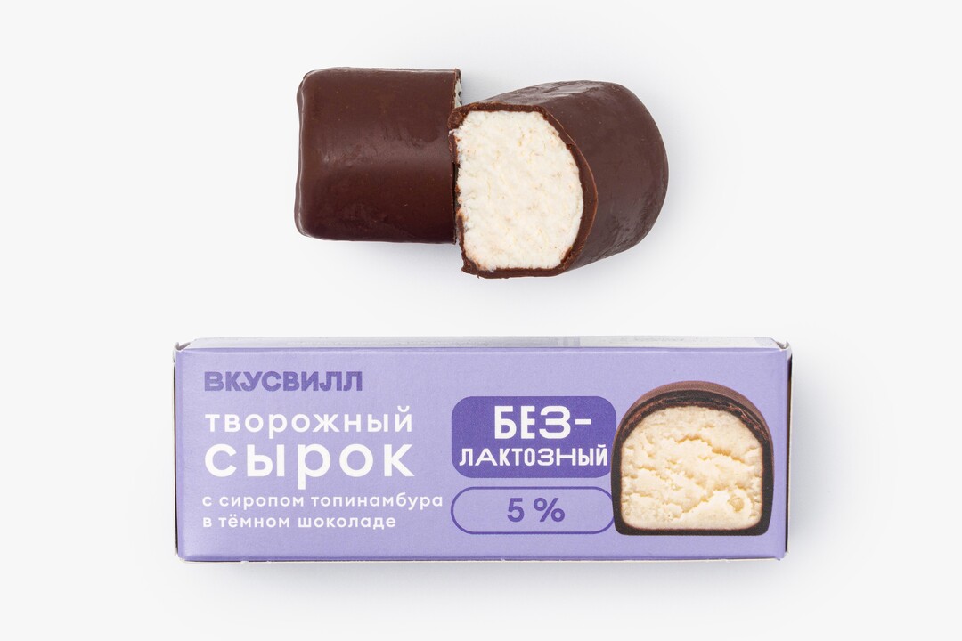 Сырок творожный безлактозный с сиропом топинамбура в темном шок. 5%