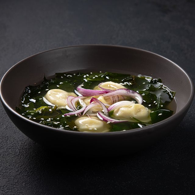 Суп по-кольски с мясными пельменями