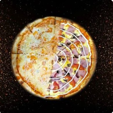 Пицца 50/50 Четыре сыра и Венеция