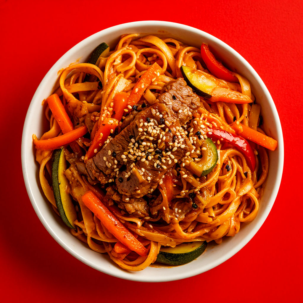 Удон со свининой терияки 