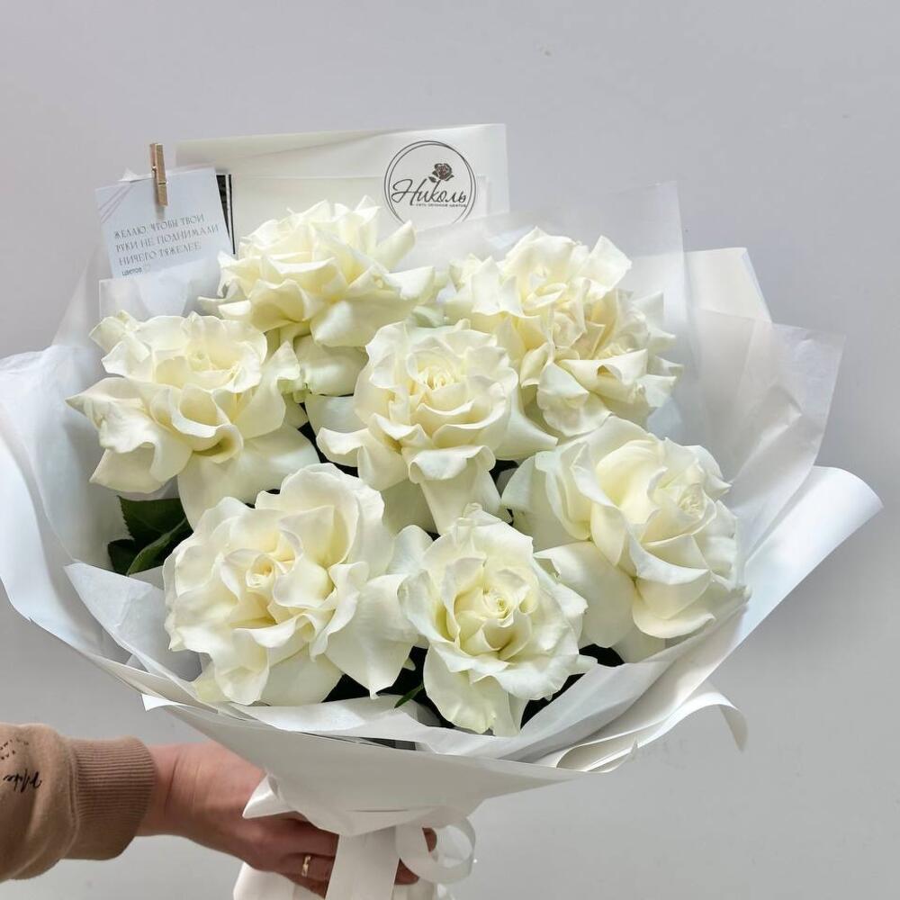 Букет «Нежный трепет» из белых французских роз
