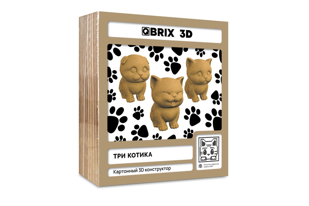 Конструктор детский QBRIX 3D Три котика картонный