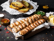 Люля-кебаб из курицы с грибами и сыром