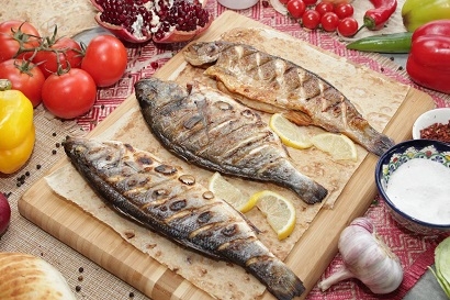 Рыбный сет на троих на мангале