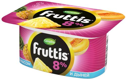 Продукт йогуртный Fruttis Малина Ананас-дыня 8% 115г