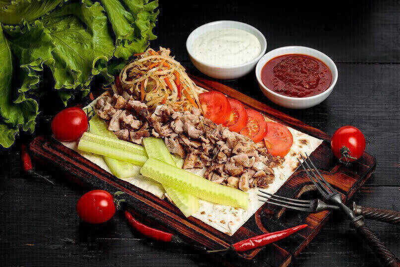 Шаурма открытая с курицей 260 гр.