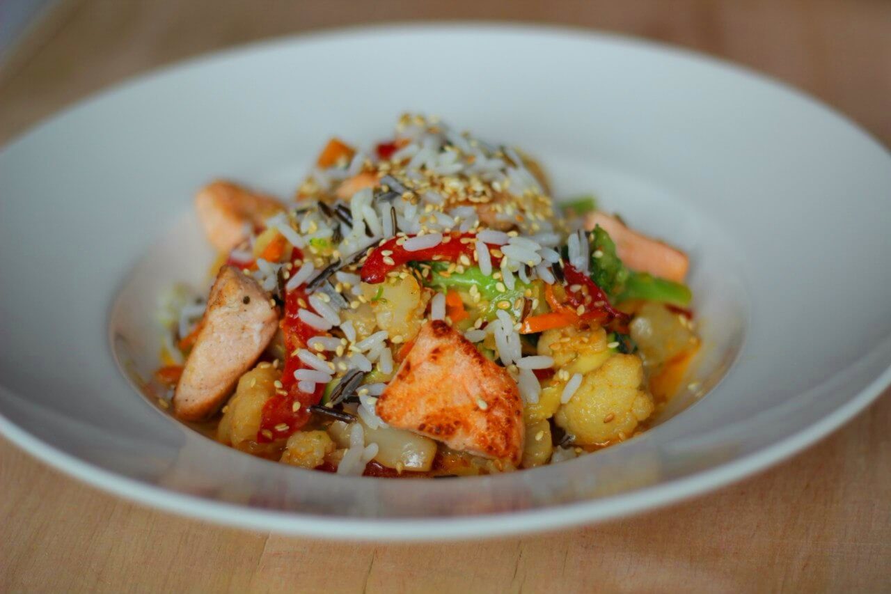 WOK ЛОСОСЬ, ОВОЩИ, РИС