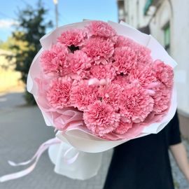 21 розовый диантус с лагурусом