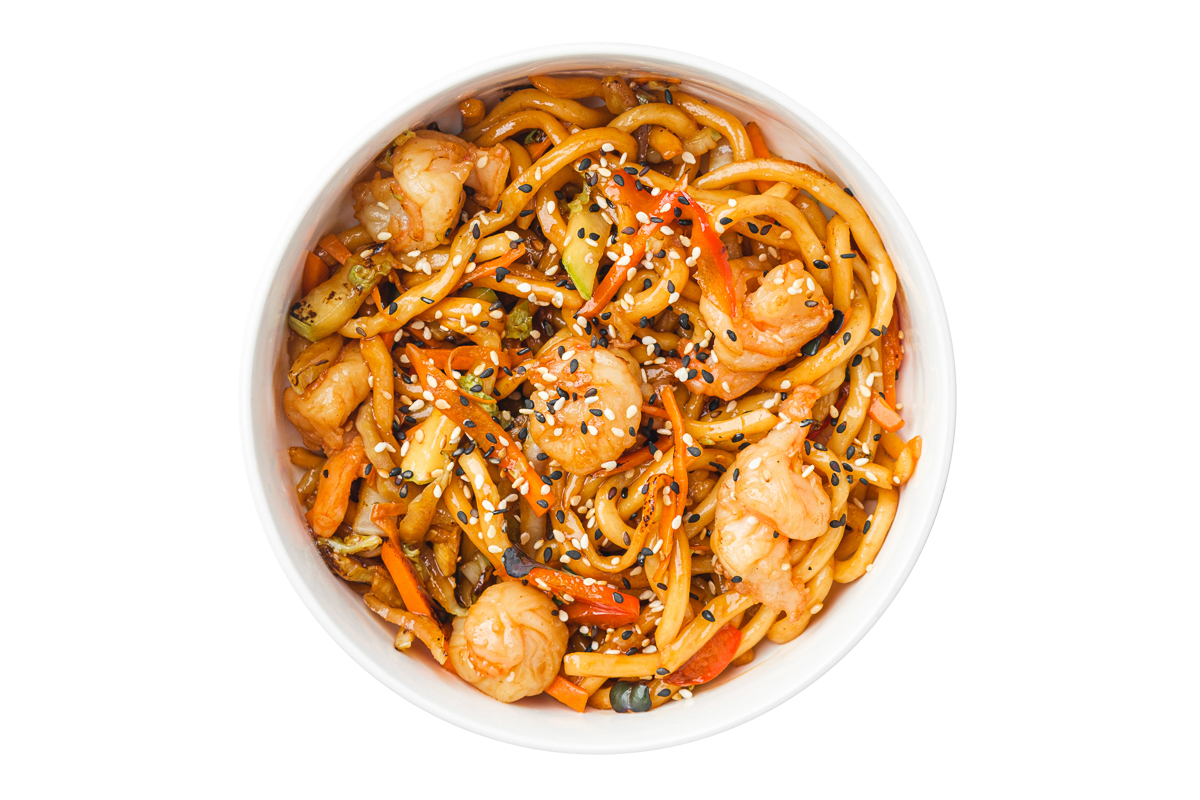 Удон с креветками в соусе WOK