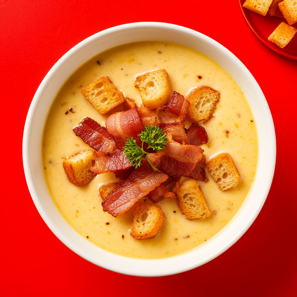 Сырный крем-суп с беконом
