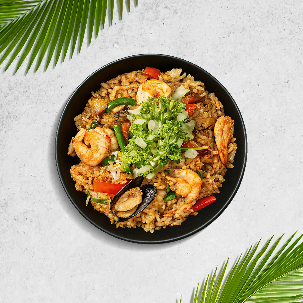 Рис по-гавайски с морепродуктами