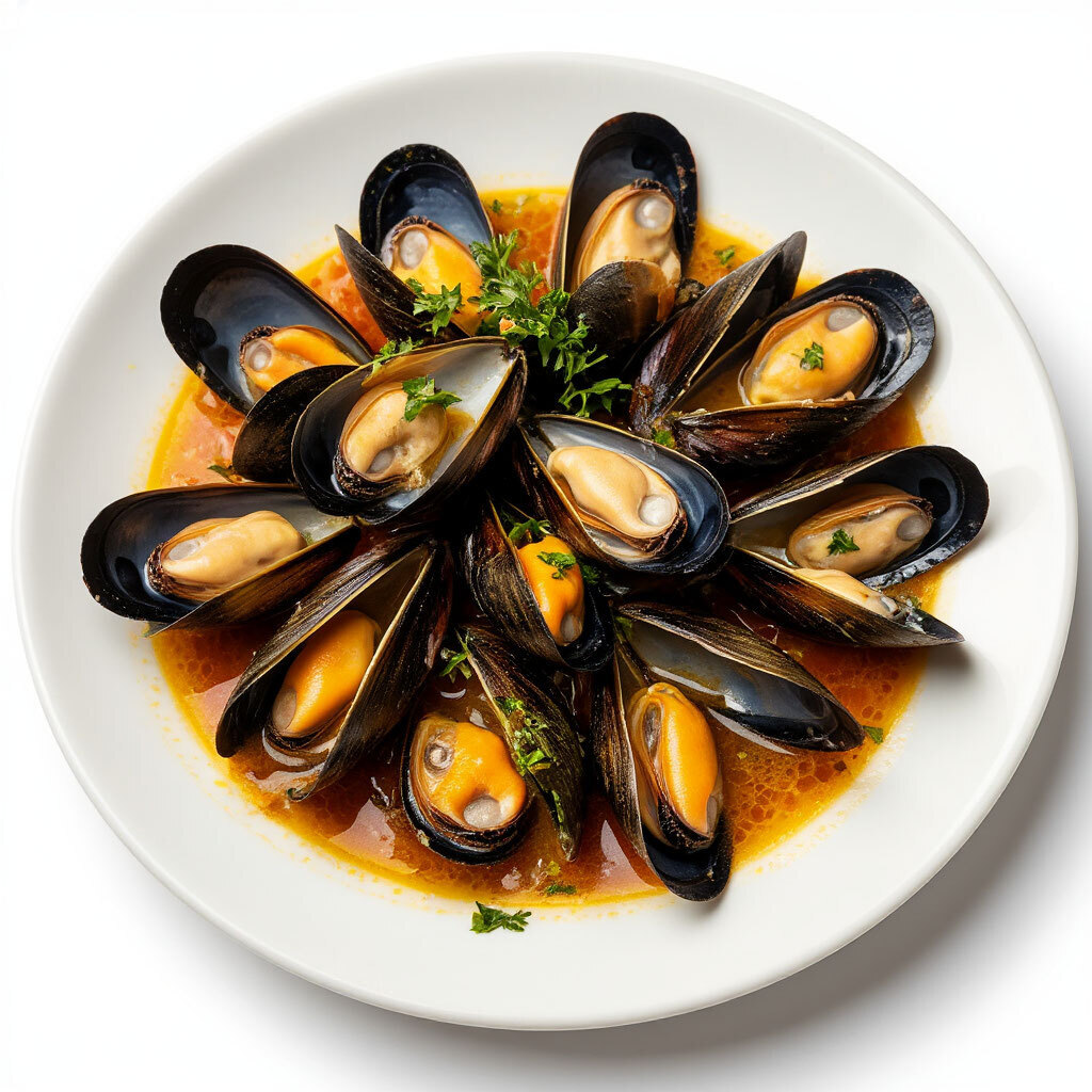 Мидии в соусе винном