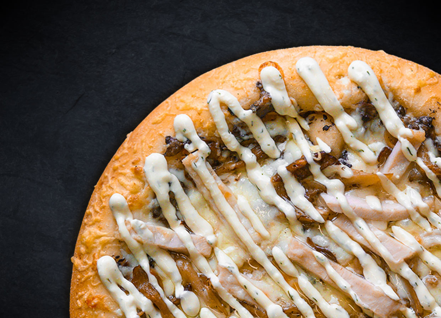 Грибная с цыплёнком и сулугуни 25 см (толстое с сыром)