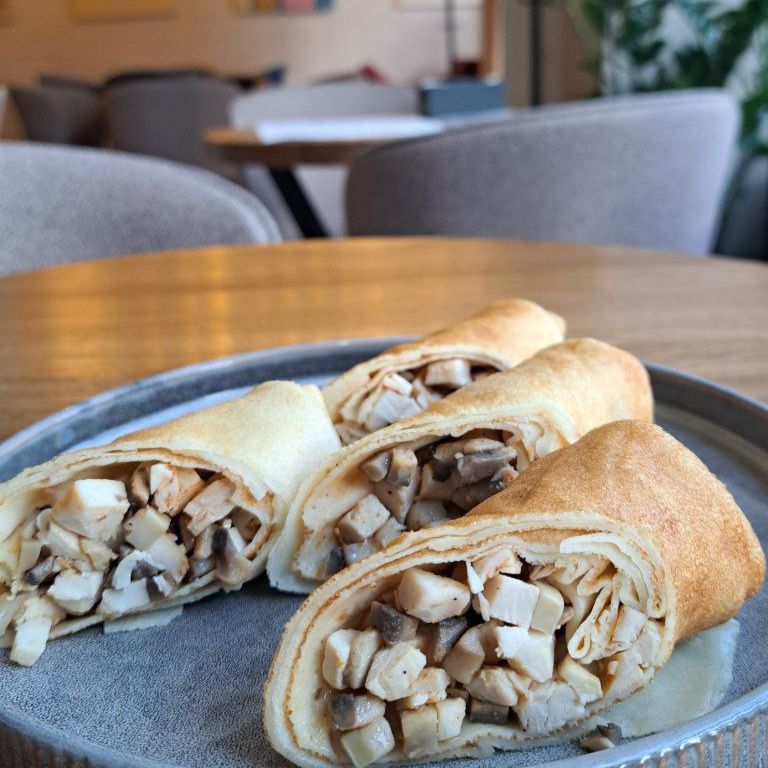 Блинчики с курицей и грибами