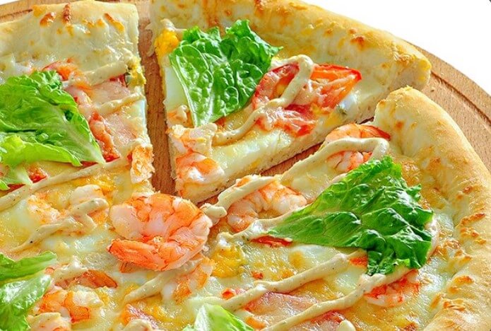 Пицца Цезарь с креветкой