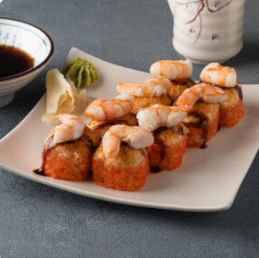 Запеченный с королевской креветкой