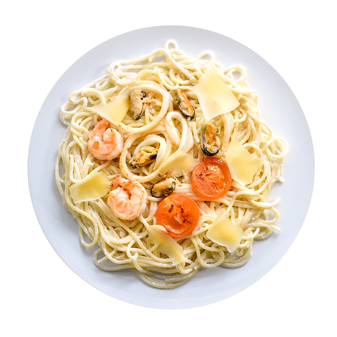 Спагетти с морепродуктами в сливоч. соус