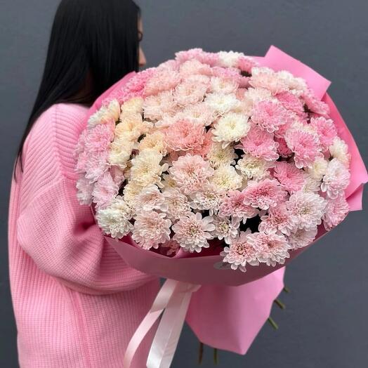 Букет большой хризантемы розовые