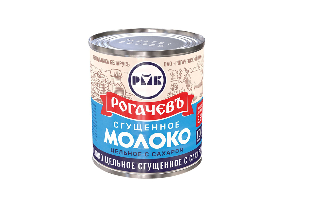 Молоко сгущенное Рогачевъ цельное с сахаром 8,5% 380 г